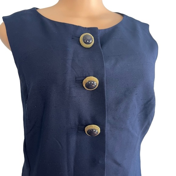 Lilly Pulitzer Dark Navy Silk Dress Sleeveless - Picture 4 of 11